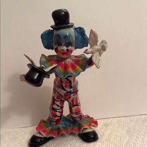 Colorful Clown Figurine with Dove